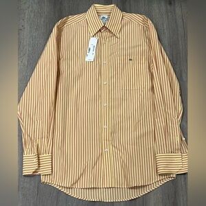 NWT Men’s Lacoste Size 38 Alligator Logo Button Front Striped Shirt